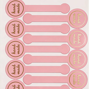 Étiquettes d'étanchéité roses faites à la main, autocollants décoratifs en feuille d'or pour boulangerie, bocaux, sacs cadeaux - Scellés décoratifs autocollants - Product Image 1