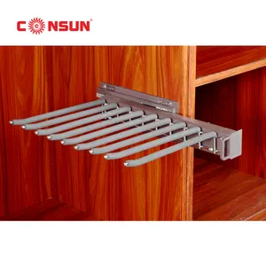 Metal Wardrobe Clothes Pants Hangers And Racks Hanging Pull Out Sliding Basket Trousers Closet Organizer