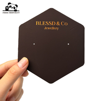 Carte de présentation hexagonale personnalisée en papier doux au toucher avec lamination, impression de logo en feuille d'or, pour boucles d'oreilles
