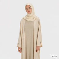 Ensemble Abaya Kimono Ouvert Sans Manches et Robe Longue Intérieure 2 Pièces pour Femme Musulmane – Tenue Quotidienne Décontractée Style Dubaï Islamique
