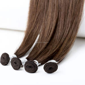 Invisibile senza colla filo morbido trama della pelle trama senza soluzione di continuità russo capelli legati a mano doppio disegnato senza estensione dei capelli di ritorno - Product Image 1