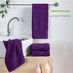 Ensemble de serviettes de toilette en coton violet multicolores, douces, absorbantes, séchage rapide, avec bordure texturée, pour salle de bain, hôtel, <span class=keywords><strong>spa</strong></span>, personnalisables - Product Image 3