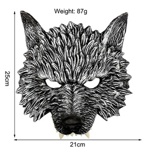 DAMAI Halloween Horror Wolf Mask Half Face Werewolf Masquerade Mask for Cosplay Costume Funny Photo Props Carnival Party - Product Image 5