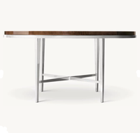 Table à manger RH OEM Benoit, style contemporain minimaliste, plateau en métal et bois imperméable, mobilier de luxe pour la maison, restaurant, villa