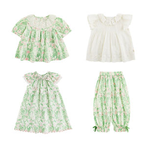 YOEHYAUL X4926 CE CPC Set Estivo per Bambine in Cotone <span class=keywords><strong>Verde</strong></span> Floreale, Abito con Maniche Corte e Pantaloni, Completo Due Pezzi - Product Image 2