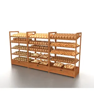 Aangepast Ontwerp Houten Kast Ontbijt Winkel Drank Brood Display Rek Voor Supermarkt