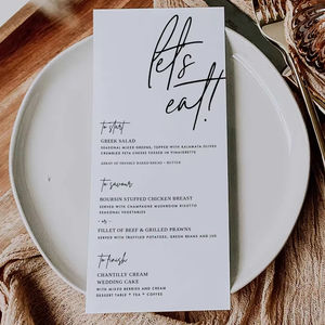 Menu de mariage moderne personnalisable simple DIY <span class=keywords><strong>modèle</strong></span> imprimable pour votre <span class=keywords><strong>carte</strong></span> d'<span class=keywords><strong>invitation</strong></span> de mariage réception de mariage - Product Image 1