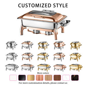 기타 호텔 용품 쉐핑 스테인레스 스틸 요리사 요리 세트 음식 워머 취사 서빙 접시를위한 뷔페 차핑 접시 - Product Image 4