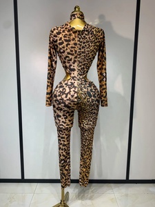 Combinaison en spandex pour femme, motif léopard, strass dorés, sexy, pour séance photo d'anniversaire, soirée, club, <span class=keywords><strong>danse</strong></span>, scène, Halloween - Product Image 6