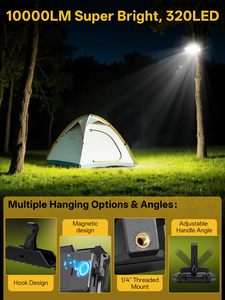 Lámpara de Trabajo LED Recargable para Exteriores, 12000 mAh, 10000 LM, con 4 Modos de Luz, Resistente al Agua IP65, Linterna para Reparación de Automóviles - Product Image 2