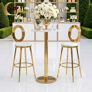 Mesa de Bar Alta de Vidrio Dorado para Bodas y Eventos, Suministros Modernos para Bodas - Product Image 2