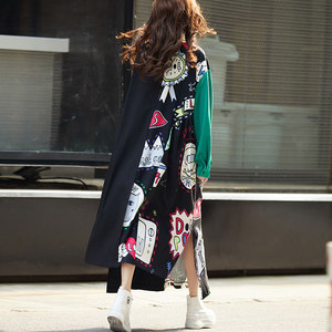 Top sals ultimate moda Patchwork Maxi abiti oversize abbigliamento donna stampa <span class=keywords><strong>Plus</strong></span> Size collo a Polo lungo camicia per donna - Product Image 4