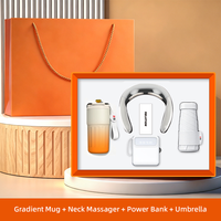 Ensemble cadeau de 450 ml comprenant une tasse dégradée, une batterie externe, un parapluie et un masseur cervical, avec logo personnalisé pour les voyages d'affaires, le personnel de bureau et les cadeaux pour clients VIP