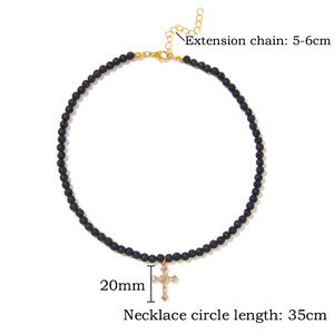 Nouveau collier minimaliste en pierres naturelles avec croix chrétienne, style rétro simple, luxe léger, nouveau style, collier en pierres précieuses pour homme et femme - Product Image 4