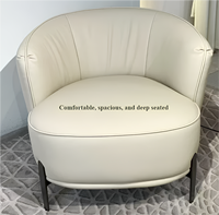 Fauteuil d'appoint moderne en cuir de luxe italien, canapé simple nordique, fauteuil lounge pour salon, villa, vente en gros d'usine