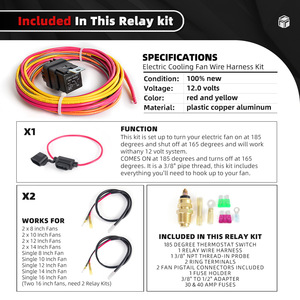 Dual <b>Electric</b> Cooling Fan Thermostat Wiring Harness 12V 40A Relay <b>Kit</b> for Retrofit Upgrade - Product Image 5