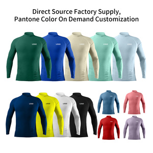 メンズ向けカスタムロゴ長袖ラッシュガード：UPF50+ UVカット、速乾性コンプレッションシャツ、サーフ・スイムトップス - Product Image 4