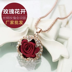 Rose Pendant Alloy Necklace Women's Sweater Chain Long Charm Fashion Accessory Gift Jewelry - Product Image 5