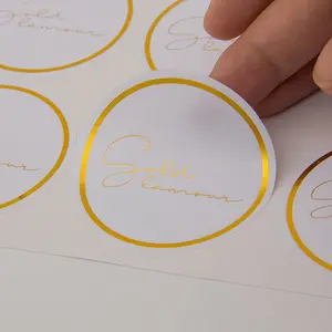Объемные пользовательские фирменные золотые тиснения розовое золото фольга печать клейкие бумажные наклейки этикетки пользовательские наклейки