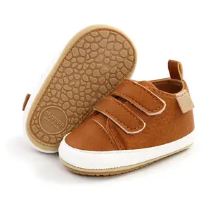 2022 Veerontwerp Ademende Antislip Outdoor Babyschoenen Met Dubbele Riem Lederen Casual Babyschoenen