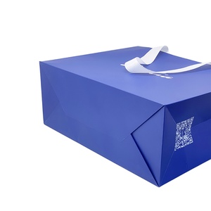 Customizable Blue Paper Packeing Paper <b>Bag</b> Store <b>Bags</b> With logo Luxury - Product Image 6