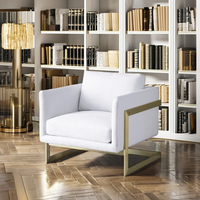 Fauteuil moderne en cuir et tissu personnalisable base en acier inoxydable luxe intérieur meubles de maison salon villa chaise de loisirs