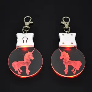 LINLI Wholesale Gifts Promotional Logo Laser Engraving Acrylic LED Glow Keychain