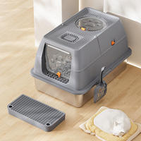 Litière pour chat intelligente en acier inoxydable, multi-capacités, durable, élégante, entièrement fermée, anti-éclaboussures, détachable et facile à nettoyer, pour le dropshipping