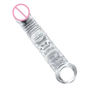 Gode en cristal préservatif réutilisable en silicone pour l'agrandissement du pénis extension de manchon de pénis épais bite souple agrandir la couverture produits intimes
