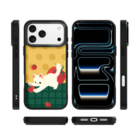 Coque de téléphone AG Feeling Black Edge avec motif chat tomate doré pour iPhone 17, 17 Pro Max, 16 Pro, 15, 15 Pro Max, 15 Pro, 14 Pro Max – Coque magnétique