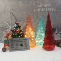 Lumière de Noël LED en verre, arbre de Noël lumineux texturé, ornement de bureau, lampe d'ambiance pour la maison, bar, restaurant, fournisseur d'usine sur mesure
