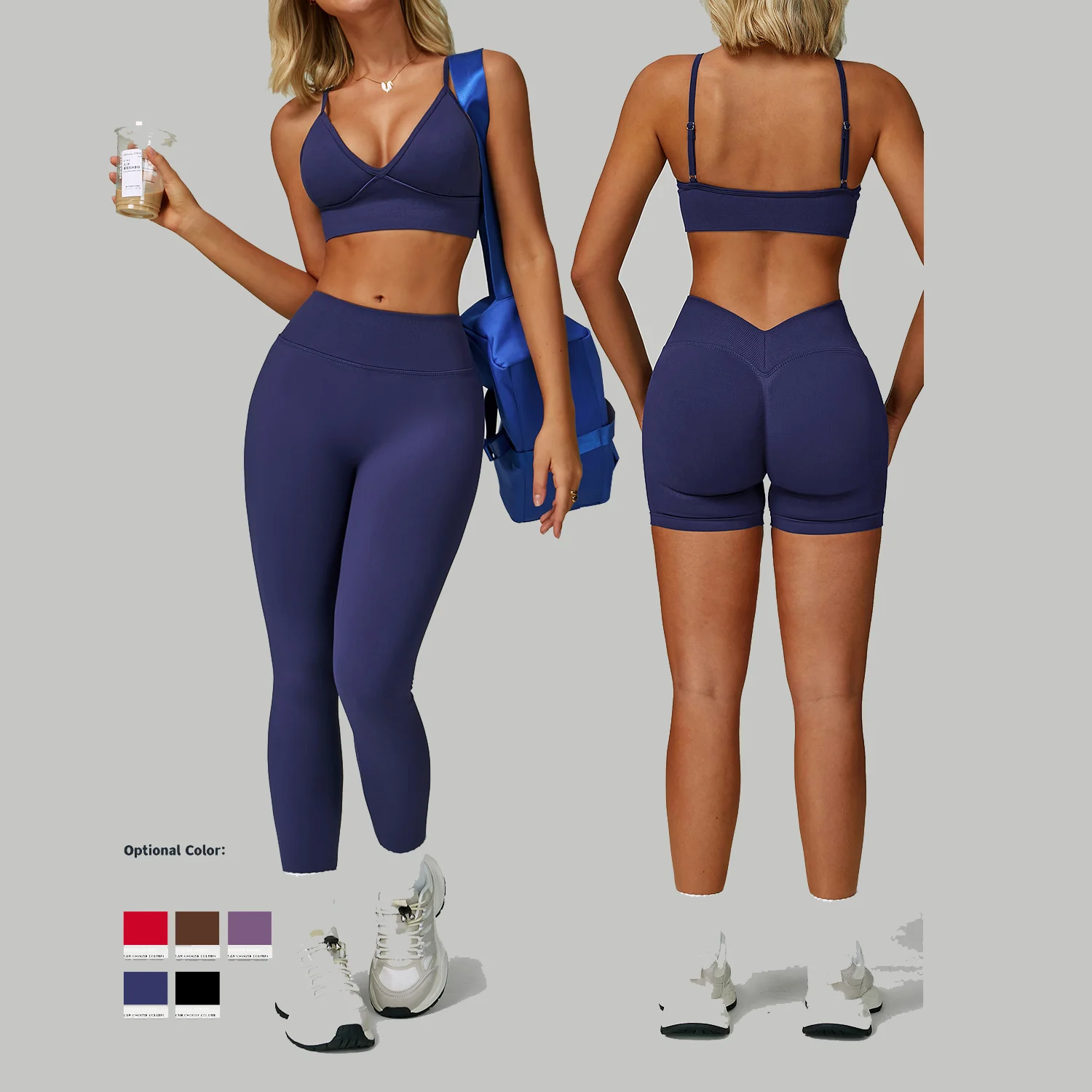New Women's Gym Fitness Sets Quick Dry Yoga Suit High Intensity Running Sports Clothing 3 Piece Suits