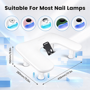 Repose-bras en forme de U réglable pour manucure, coussin pour les mains pour salon de manucure avec support pour téléphone, surface antidérapante et douce - Product Image 4