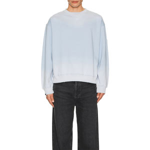 Sudadera de cuello redondo de algodón azul claro personalizada de Kingsen, sudadera de Jersey de peso pesado lavado Vintage de felpa francesa para hombre - Product Image 5