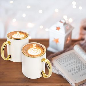 Taza <span class=keywords><strong>de</strong></span> Sublimación Blanca <span class=keywords><strong>de</strong></span> 11 oz con Borde y Asa Dorados, Taza <span class=keywords><strong>de</strong></span> Café <span class=keywords><strong>de</strong></span> Cerámica Personalizada - Product Image 4