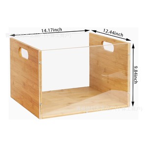 Soporte de bambú para discos de vinilo con asa, caja de almacenamiento para CD/DVD, diseño cuadrado, cesta organizadora para el hogar - Product Image 4