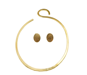 Ensemble de collier et boucles d'oreilles plaqué or fait main par un designer, style Hasli, pour femmes, bijoux ethniques traditionnels, ensemble de collier statement - Product Image 3