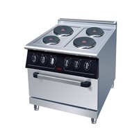 Cuisinière électrique professionnelle JUSTA en acier inoxydable à 4 plaques avec four électrique et composants de base importés pour la cuisine commerciale