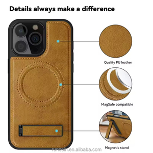 Étui en cuir magnétique solide de luxe Offre Spéciale pour téléphone 16 Pro Max 15 <span class=keywords><strong>14</strong></span> Pro étuis de couverture arrière de béquille Ultra mince - Product Image 2