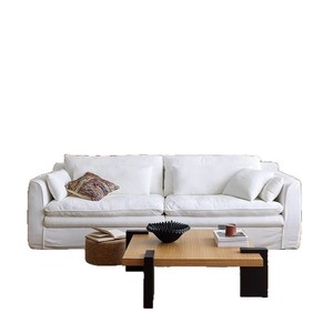 wabi sabi linen hyacinth <b>sofa</b> detachable washable down filled straight couch <b>for</b> small living room - Product Image 4
