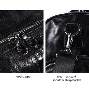 Business Casual Fitness Travel <b>Bag</b> Genuine Leather Waterproof Unisex <b>Tote</b> Luggage Gym Shoe <b>Compartment</b> Weekender Polyester - Product Image 4