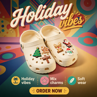 Breloques de Noël pour chaussures en PVC, décorations de chaussures en gros avec Père Noël, rennes, bonhomme de neige, sapin de Noël et maison en pain d'épices