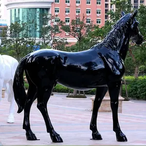 Escultura de cavalo de resina de fibra de vidro, preto colorido, arte, estátua de cavalo pintado, venda imperdível