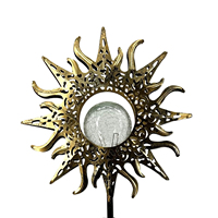 Lampe solaire étanche en métal avec globe en verre craquelé, LED, pour jardin, cour, allée, décoration extérieure