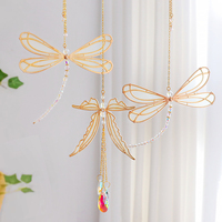 Attrape-soleil en métal en forme de libellule, ornements suspendus pour fenêtre, décoration intérieure, ailes d'elfe, artisanat en cristal, décoration de voiture, cadeaux de pendaison de crémaillère