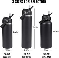 24oz Yalıtımlı Paslanmaz Çelik Geniş Ağızlı Çift Cidarlı Vakumlu Su Şişesi, BPA İçermez, 24 Saat Termal, Parti Kullanımı İçin