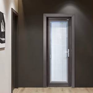 Porte moderne à cadre mince avec verre trempé au design minimaliste pour cloison de bureau de salle de bain en vrac - Product Image 6