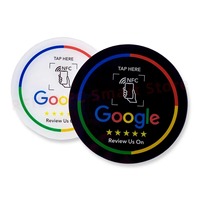 Программируемая круглая NFC-карта Google Review 13,56 МГц, круглая NFC-карта для отображения отзывов Google, круглая NFC-карта-патч, держатель для брендовых карт
