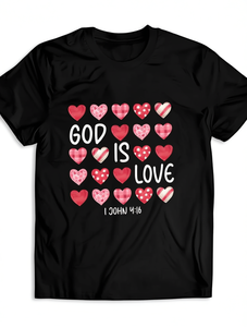 เสื้อยืดผู้หญิงไซส์ใหญ่ลายหัวใจ 1 ยอห์น 4:8 คอกลม แขนสั้น สวมใส่สบายๆ สำหรับไปโบสถ์ - Product Image 1