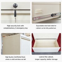 Armoire de classement à 4 tiroirs latéraux en acier robuste verrouillable pour l'organisation du bureau et de la maison